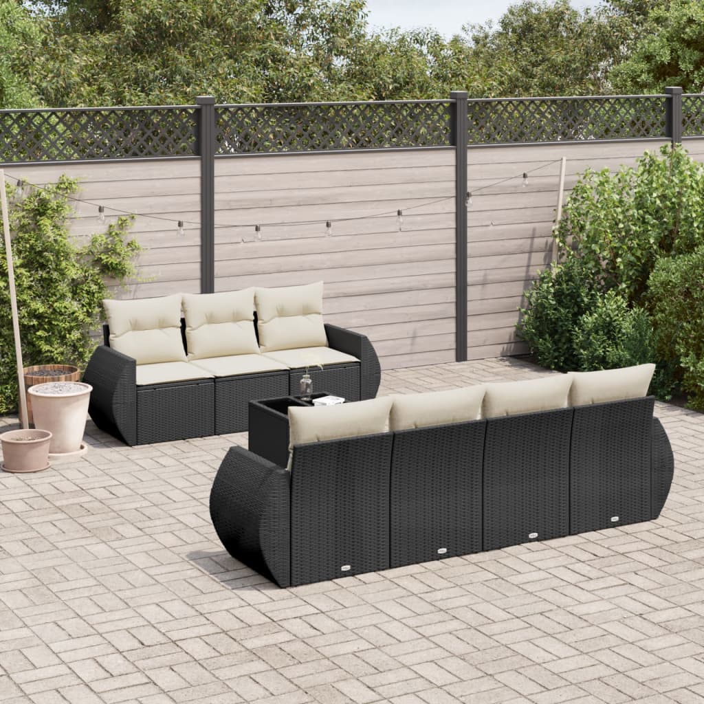 Set De Sofás De Jardín 8 Pzas Y Cojines Ratán Sintético Gris
