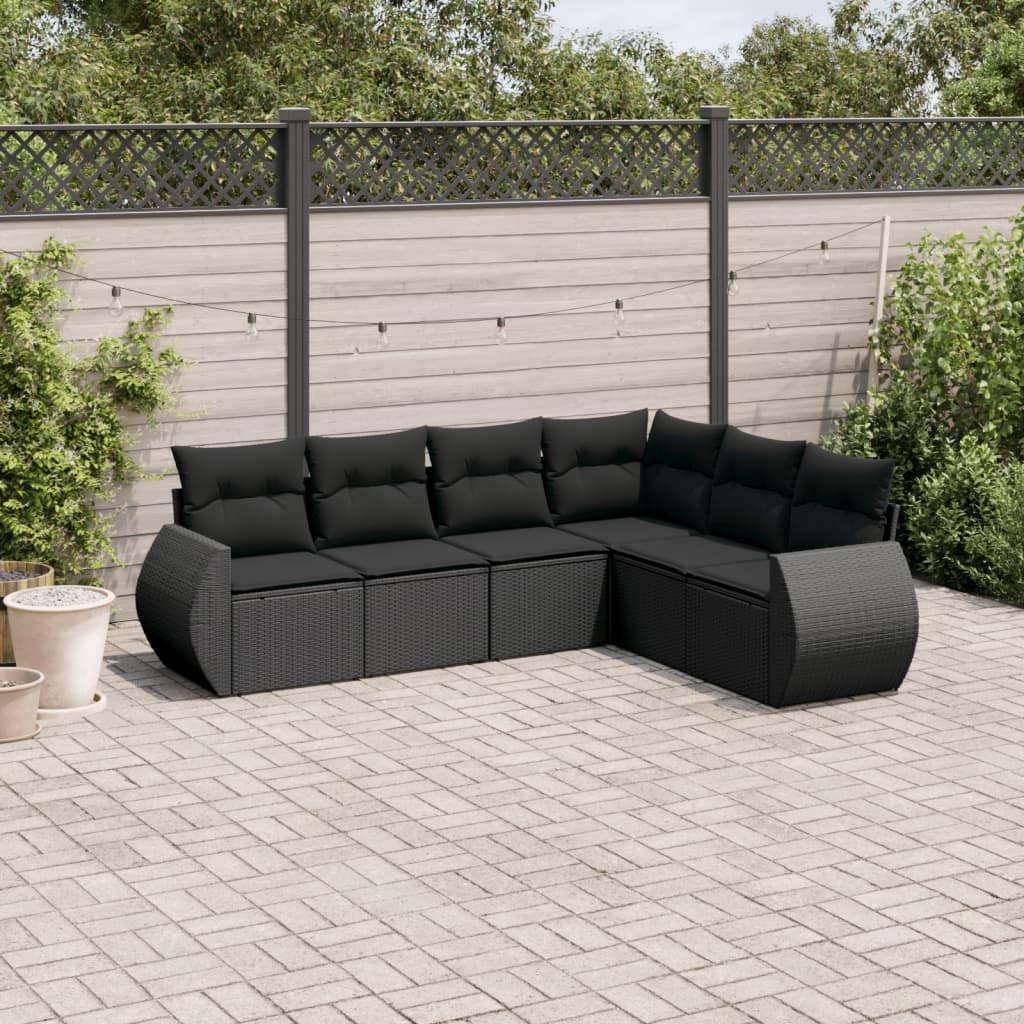Set Sofás De Jardín 6 Piezas Y Cojines Ratán Sintético Marrón