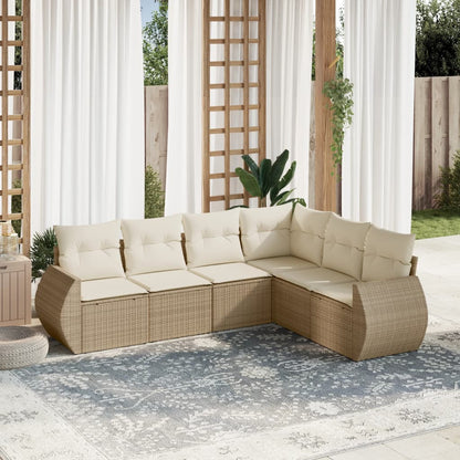 Set Sofás De Jardín 6 Piezas Y Cojines Ratán Sintético Marrón