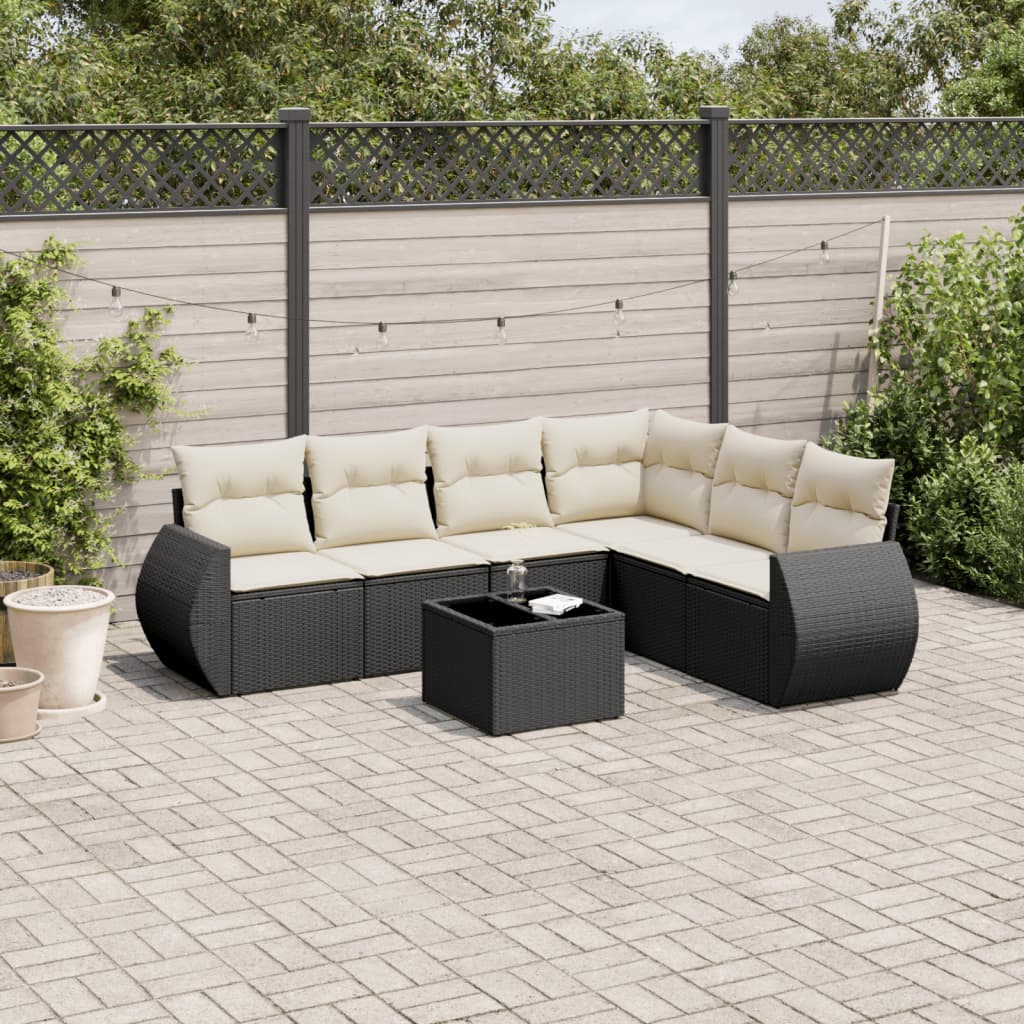 Set Sofás De Jardín 6 Piezas Y Cojines Ratán Sintético Marrón