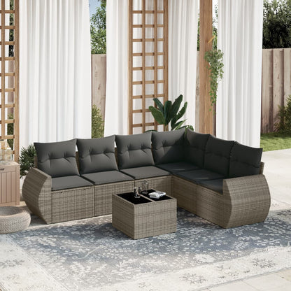 Set Sofás De Jardín 6 Piezas Y Cojines Ratán Sintético Marrón