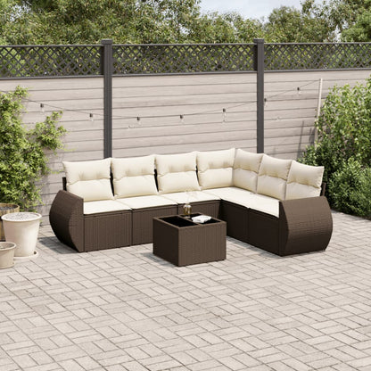 Set Sofás De Jardín 6 Piezas Y Cojines Ratán Sintético Marrón