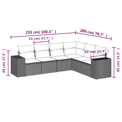Set De Sofás De Jardín 6 Pzas Y Cojines Ratán Sintético Gris