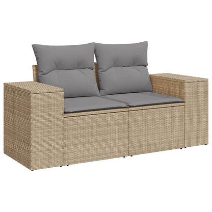 Set Sofás De Jardín 7 Piezas Y Cojines Ratán Sintético Beige