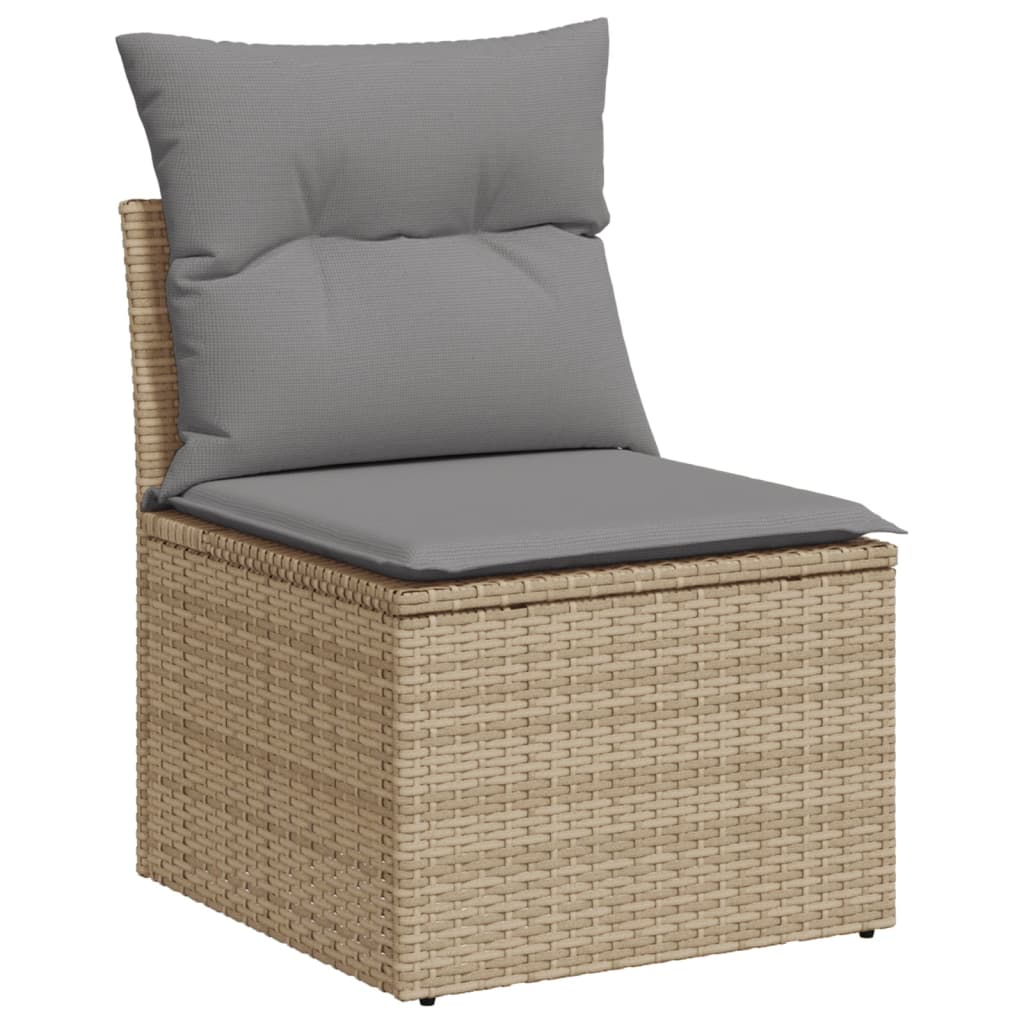Set De Sofás De Jardín 9 Pzas Con Cojines Ratán Sintético Beige