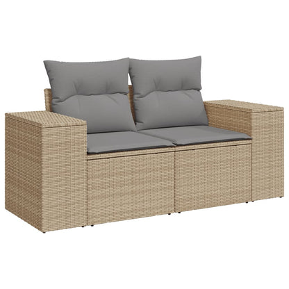 Set De Sofás De Jardín 9 Pzas Con Cojines Ratán Sintético Beige