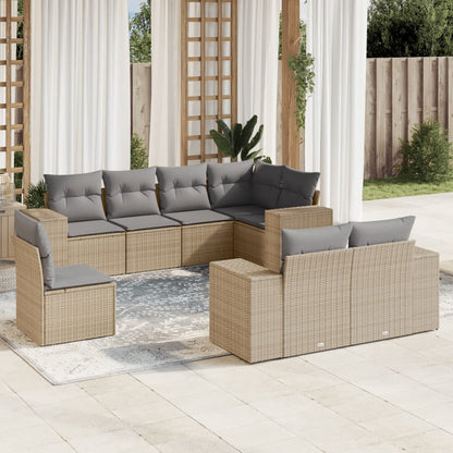 Set Sofás De Jardín 8 Piezas Y Cojines Ratán Sintético Marrón