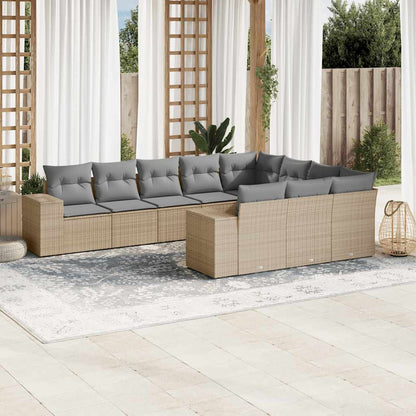 Set De Sofás De Jardín 10 Pzas Y Cojines Ratán Sintético Marrón