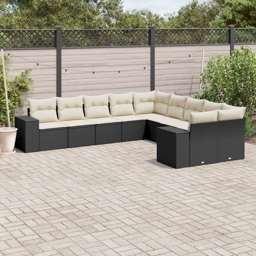 Set De Sofás De Jardín 10 Pzas Y Cojines Ratán Sintético Marrón