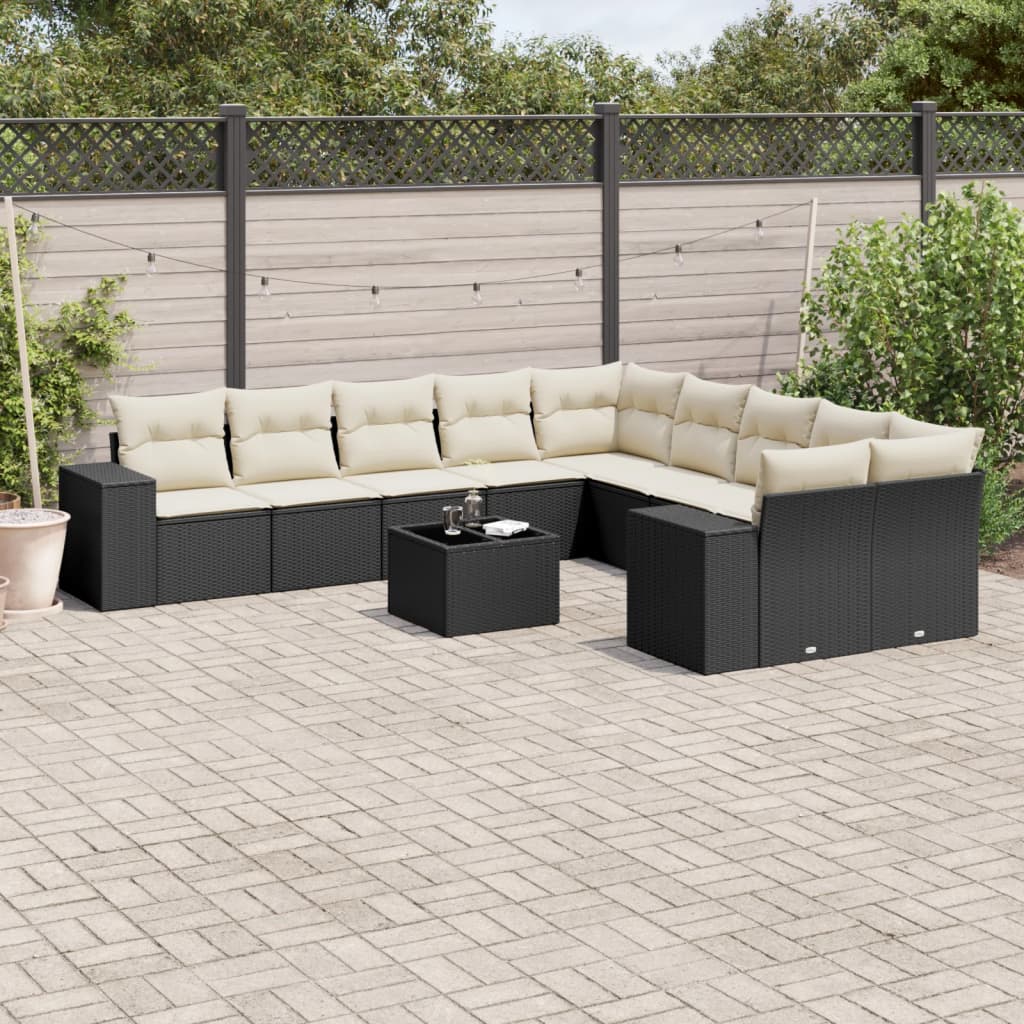 Set De Sofás De Jardín 10 Pzas Y Cojines Ratán Sintético Marrón