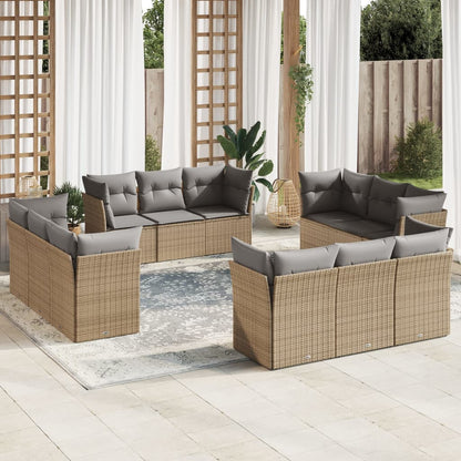 Set Sofás De Jardín Con Cojines 13 Piezas Ratán Sintético Gris