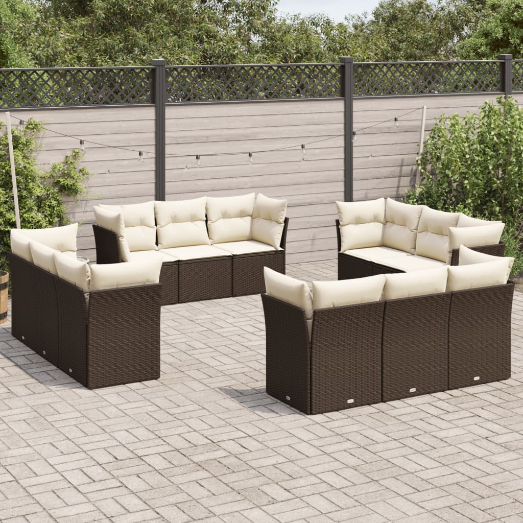 Set Sofás De Jardín Con Cojines 13 Piezas Ratán Sintético Gris