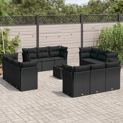 Set Sofás De Jardín Con Cojines 13 Piezas Ratán Sintético Gris