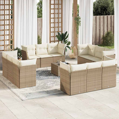 Set Sofás De Jardín Con Cojines 13 Piezas Ratán Sintético Gris