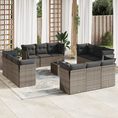 Set Sofás De Jardín Con Cojines 13 Piezas Ratán Sintético Gris