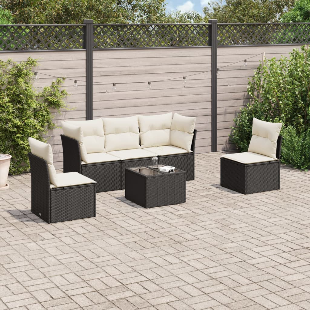 Set Comedor De Jardín 5 Piezas Y Cojines Ratán Sintético Marrón