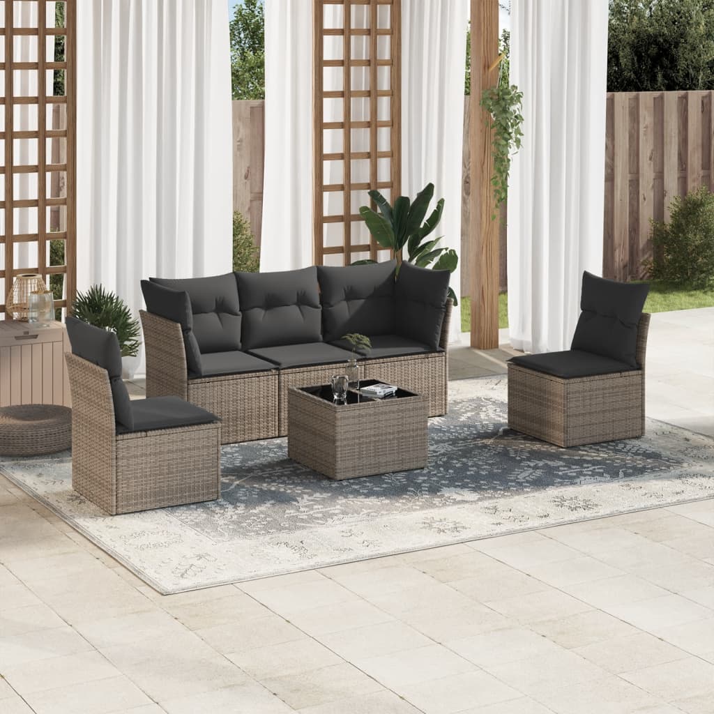 Set Comedor De Jardín 5 Piezas Y Cojines Ratán Sintético Marrón