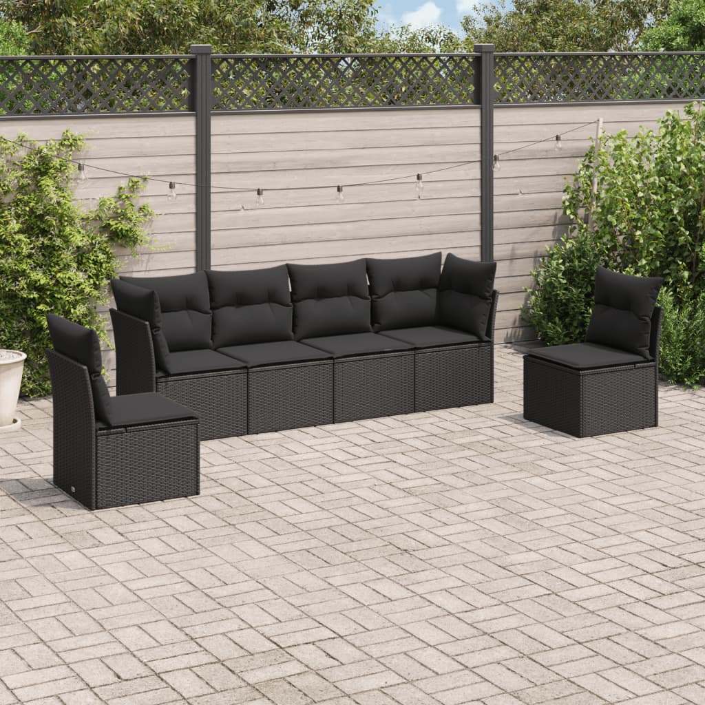 Set De Sofás De Jardín 7 Pzas Con Cojines Ratán Pe