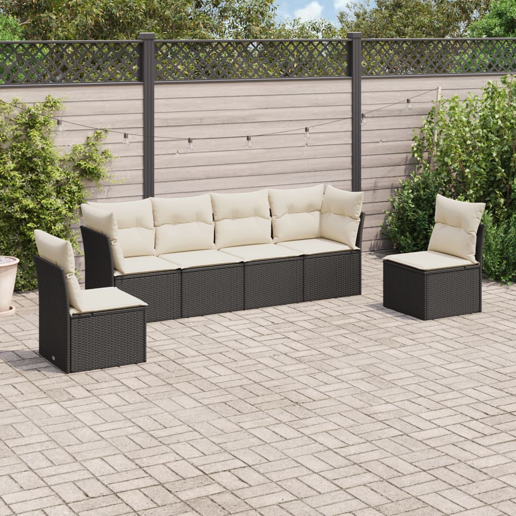 Set De Sofás De Jardín 7 Pzas Con Cojines Ratán Pe