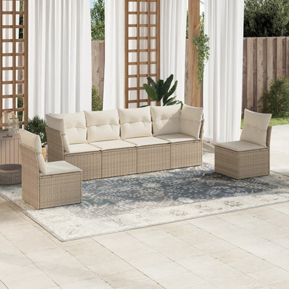 Set De Sofás De Jardín 7 Pzas Con Cojines Ratán Pe