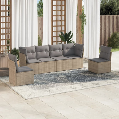 Set De Sofás De Jardín 7 Pzas Con Cojines Ratán Pe