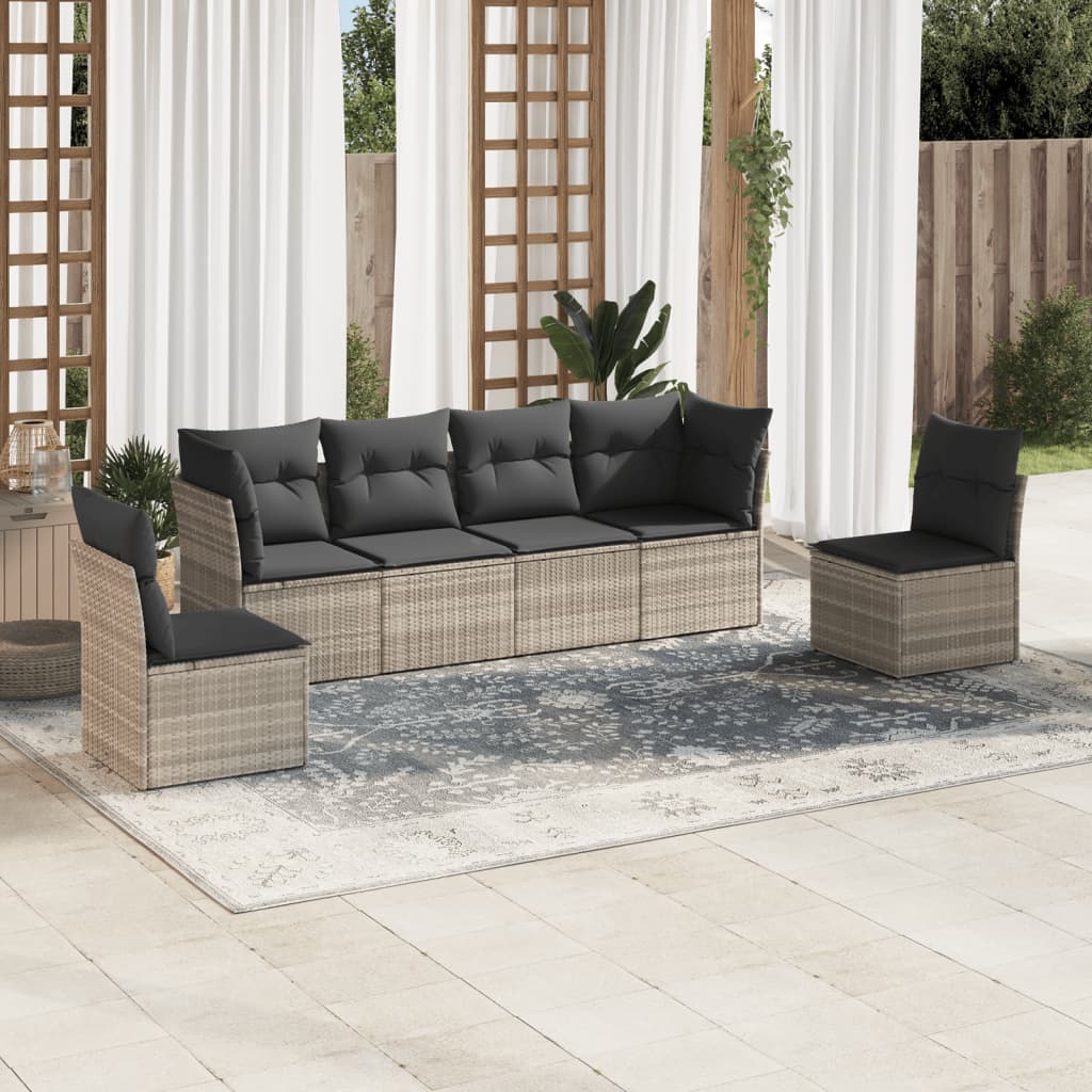 Set De Sofás De Jardín 7 Pzas Con Cojines Ratán Pe