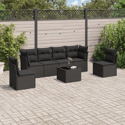 Set De Sofás De Jardín 7 Pzas Con Cojines Ratán Pe