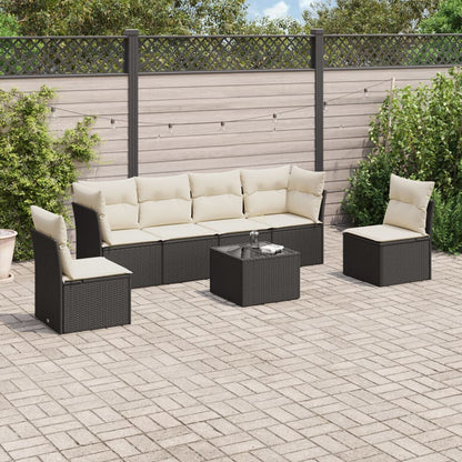 Set De Sofás De Jardín 7 Pzas Con Cojines Ratán Pe