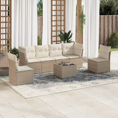 Set De Sofás De Jardín 7 Pzas Con Cojines Ratán Pe