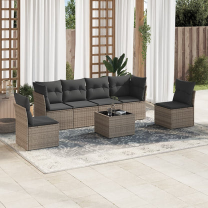 Set De Sofás De Jardín 7 Pzas Con Cojines Ratán Pe