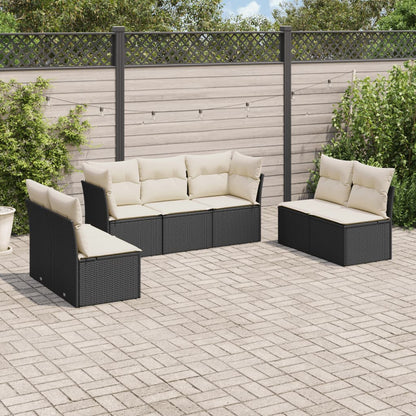 Set De Sofás De Jardín 7 Pzas Con Cojines Ratán Pe