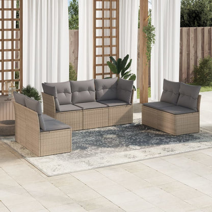 Set De Sofás De Jardín 7 Pzas Con Cojines Ratán Pe