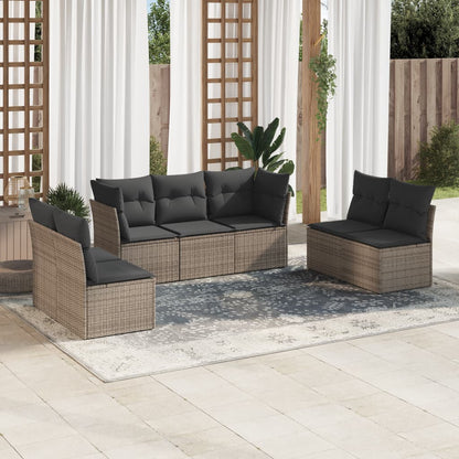Set De Sofás De Jardín 7 Pzas Con Cojines Ratán Pe