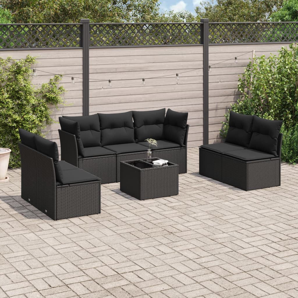 Set De Sofás De Jardín 7 Pzas Con Cojines Ratán Pe