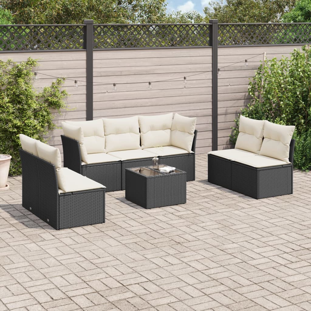 Set De Sofás De Jardín 7 Pzas Con Cojines Ratán Pe
