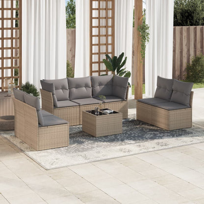 Set De Sofás De Jardín 7 Pzas Con Cojines Ratán Pe