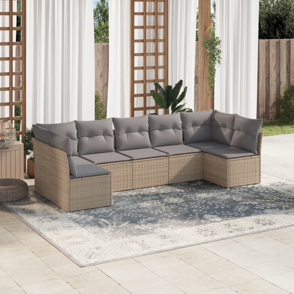 Set De Sofás De Jardín 8 Pzas Y Cojines Ratán Sintético Gris