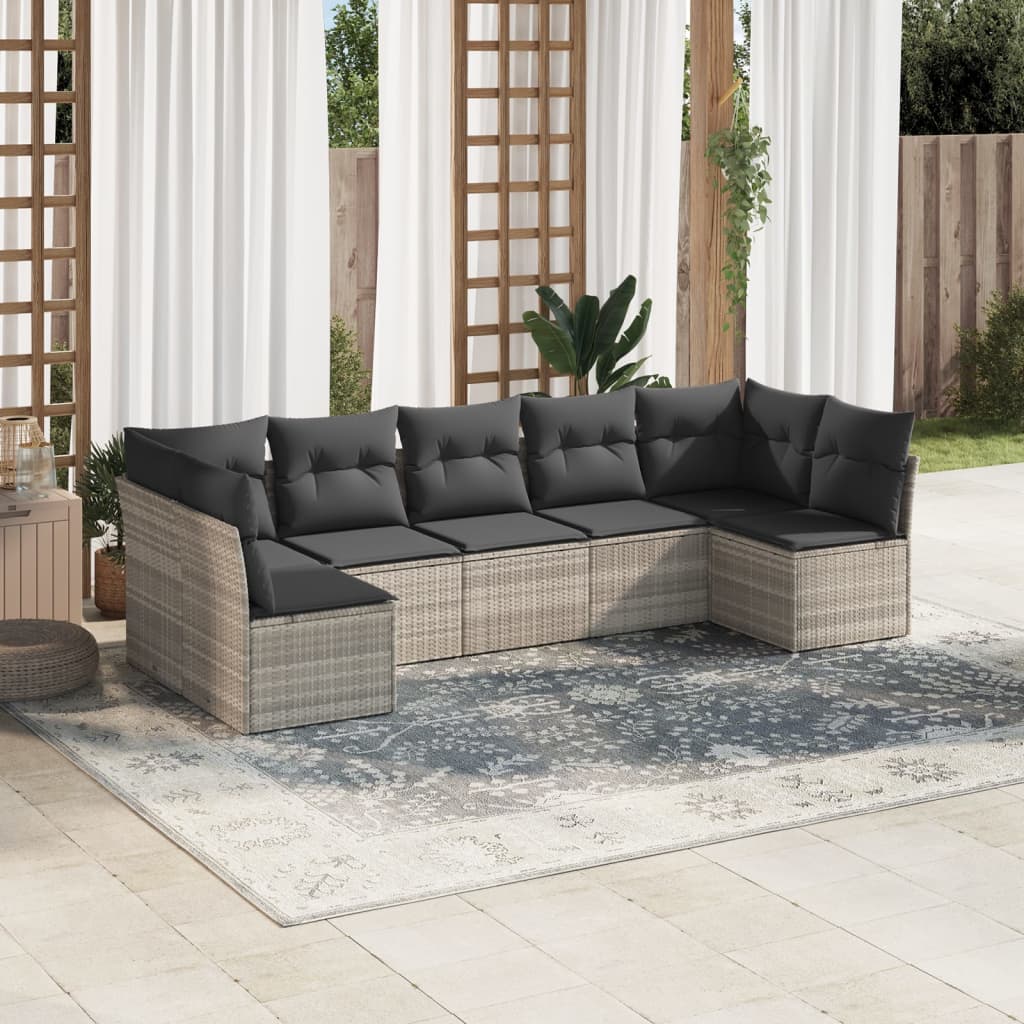 Set De Sofás De Jardín 8 Pzas Y Cojines Ratán Sintético Gris