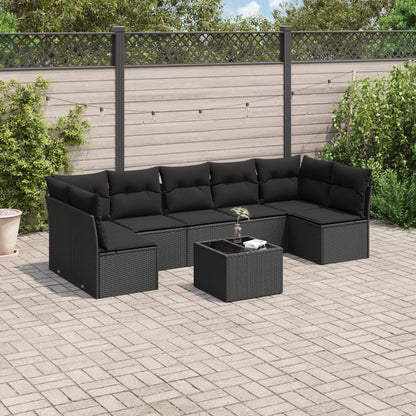 Set De Sofás De Jardín 8 Pzas Y Cojines Ratán Sintético Gris