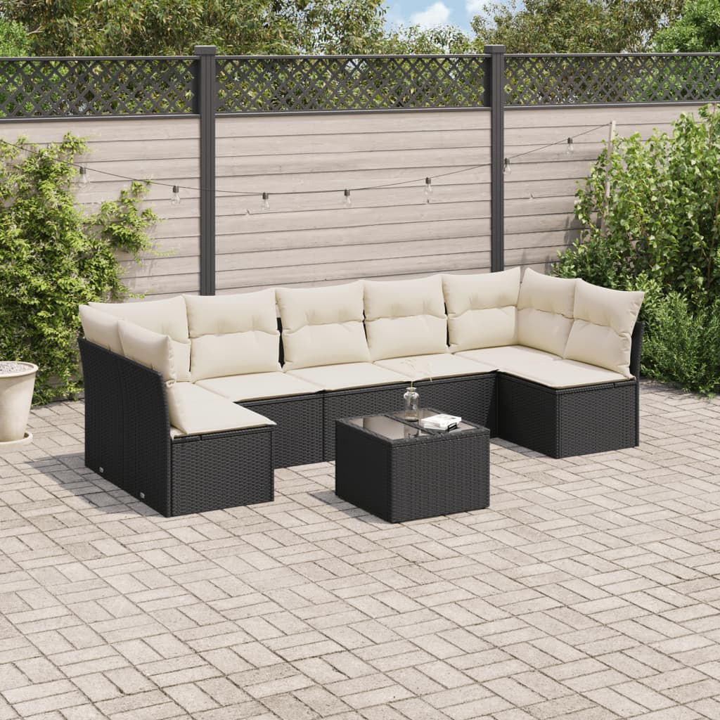 Set De Sofás De Jardín 8 Pzas Y Cojines Ratán Sintético Gris