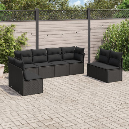Set De Sofás De Jardín 9 Pzas Y Cojines Ratán Sintético Marrón