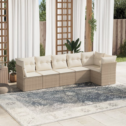 Set De Comedor De Jardín 7 Pzas Y Cojines Ratán Sintético Negro