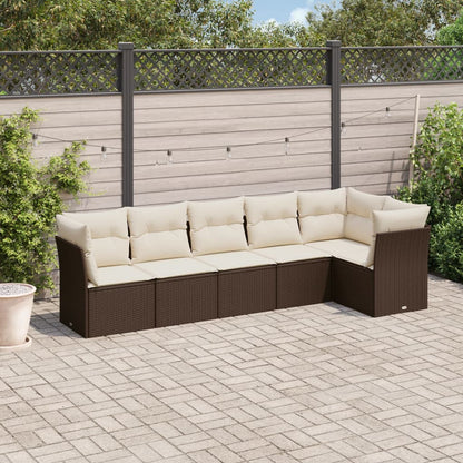 Set De Comedor De Jardín 7 Pzas Y Cojines Ratán Sintético Negro