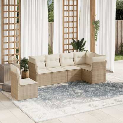 Set De Sofás De Jardín 6 Piezas Y Cojines Ratán Sintético Negro