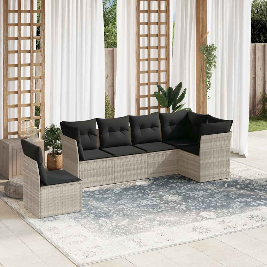 Set De Sofás De Jardín 6 Piezas Y Cojines Ratán Sintético Negro