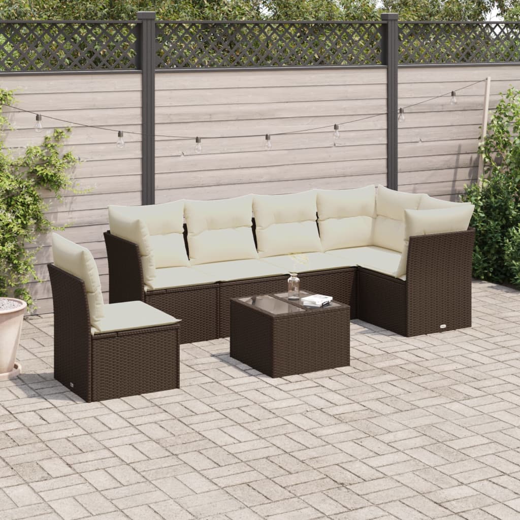Set De Sofás De Jardín 6 Piezas Y Cojines Ratán Sintético Negro