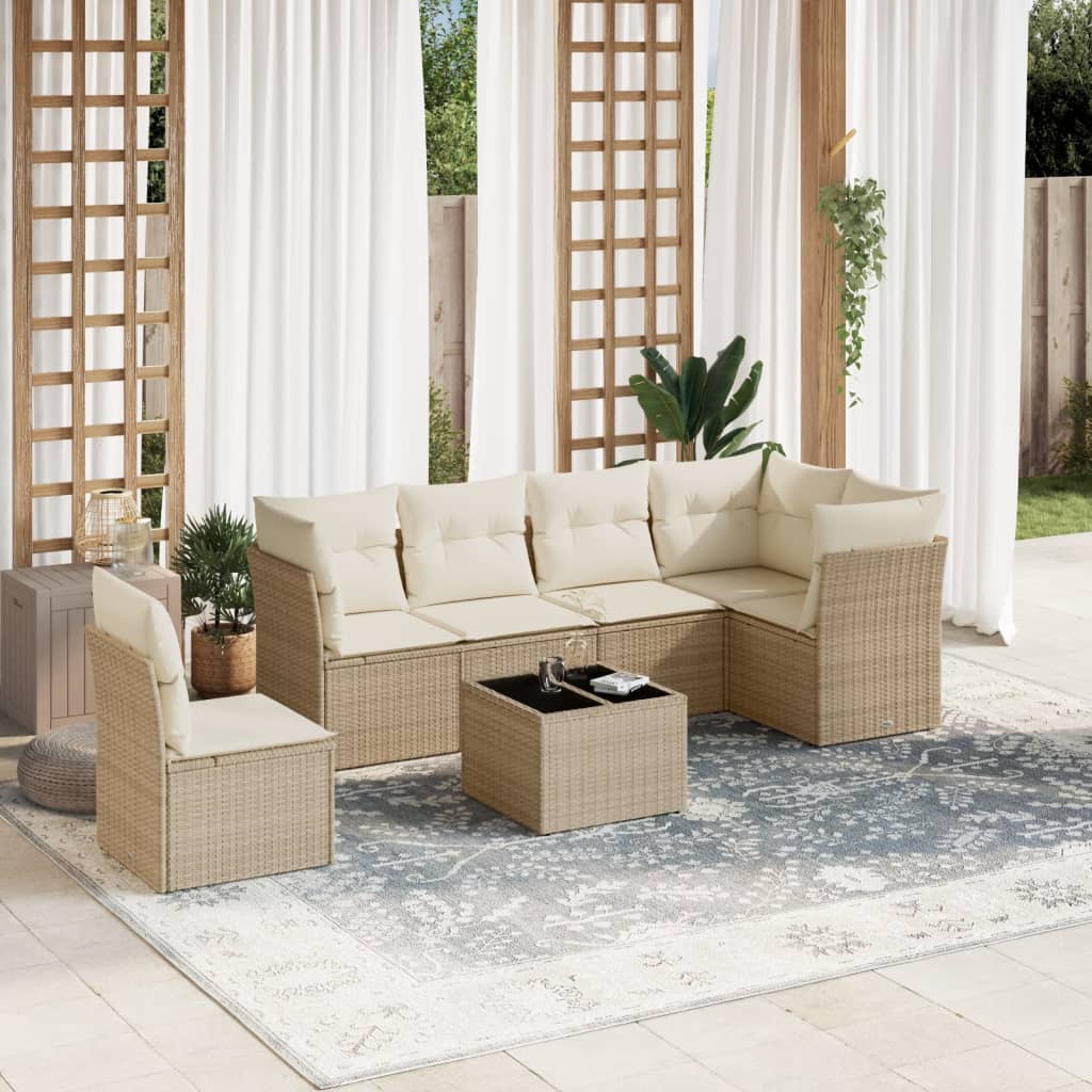 Set De Sofás De Jardín 6 Piezas Y Cojines Ratán Sintético Negro