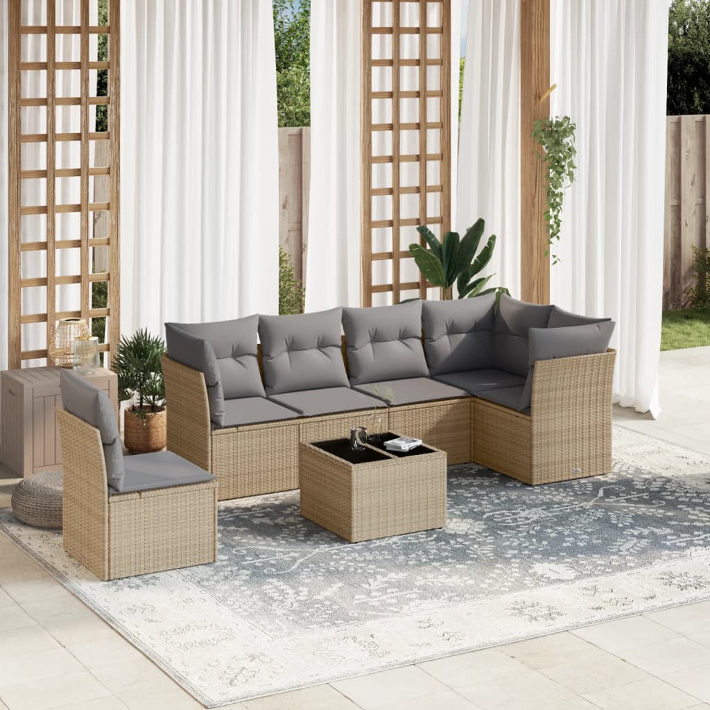 Set De Sofás De Jardín 6 Piezas Y Cojines Ratán Sintético Negro