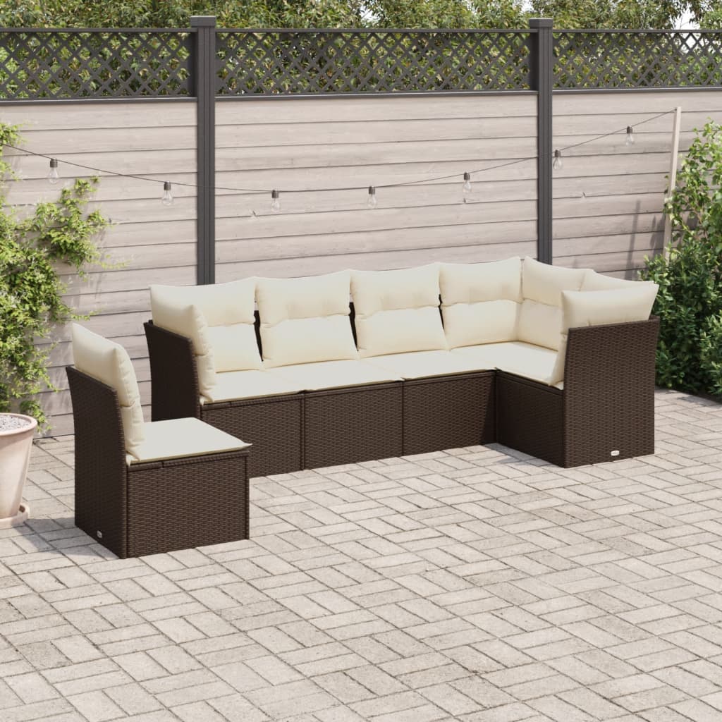 Set De Sofás De Jardín 6 Piezas Y Cojines Ratán Sintético Negro