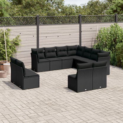 Set De Sofás De Jardín 11 Pzas Y Cojines Ratán Sintético Gris